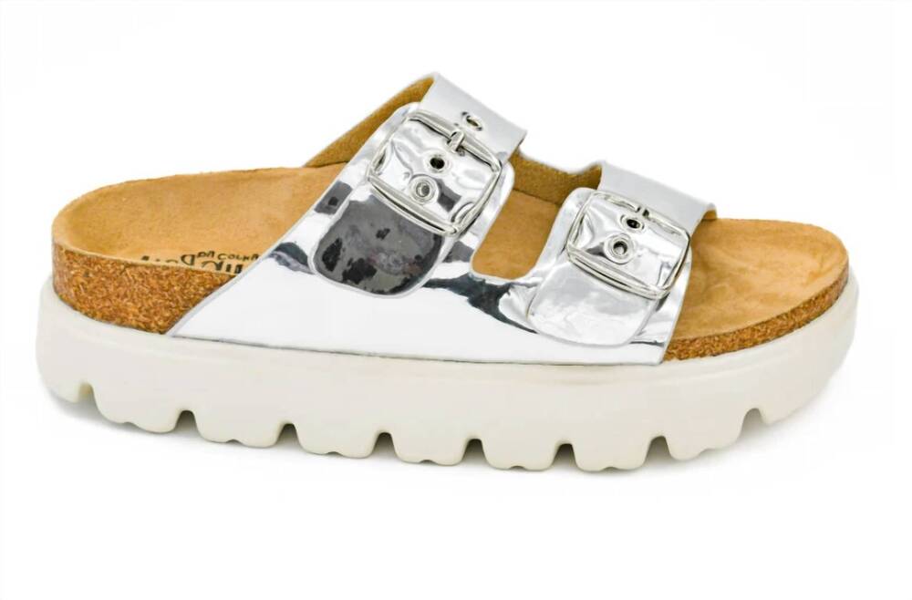 NEW CORKYS FOOTWEAR women's rumor has it platform slides in silver